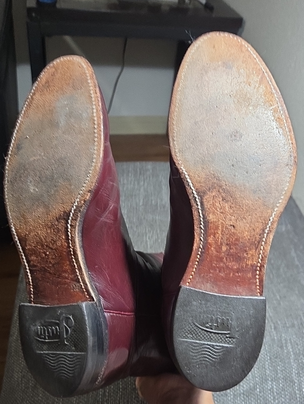 Mens BUrgundy Justin Ropers Size 10 D - Picture 5 of 5